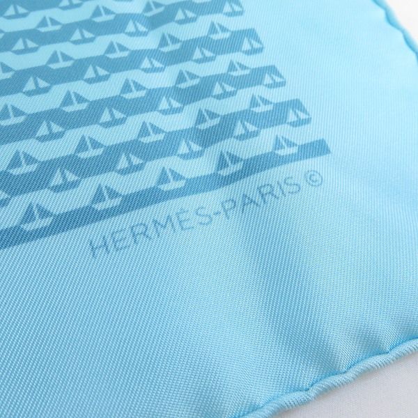 ape エルメス HERMES スカーフ プチカレ 40 ヨット柄 水色
