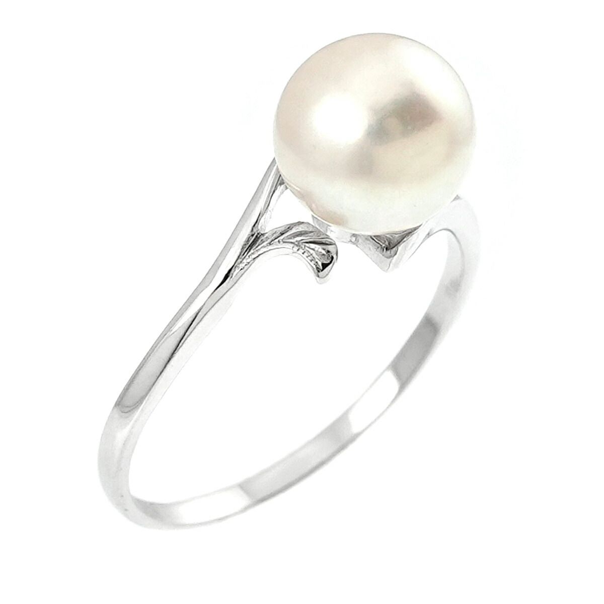 100％品質 ミキモト MIKIMOTO 14号 リング アコヤ真珠 8.1mm K14 WG ホワイトゴールド
