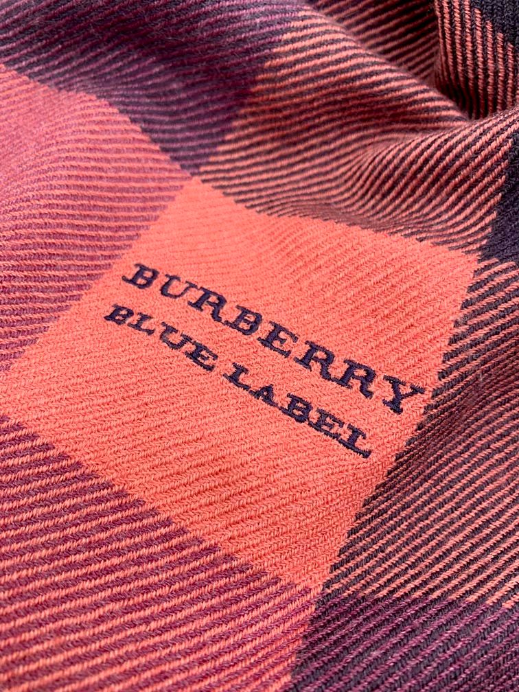 Burberry Blue Lable ピンク フリンジ マフラー BURBERRY BLUE LABEL バーバリー ブルーレーベル ロゴ刺繍
