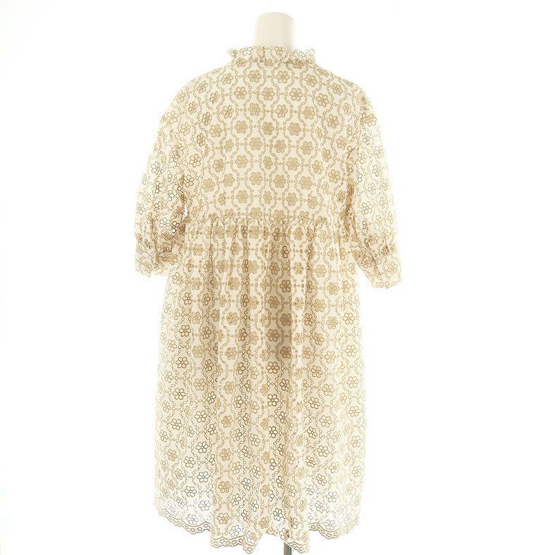 オブリ OBLI 24SS ベージュ刺繍ミニワンピース 七分袖 F