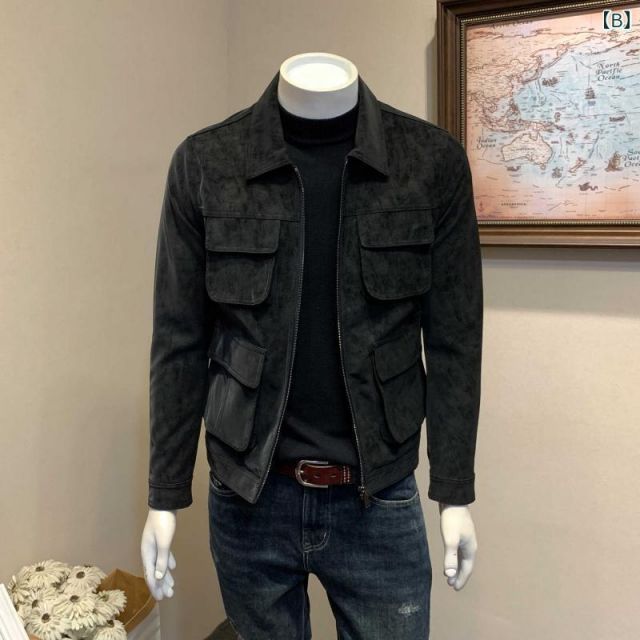 M メンズ 服 シンプル ファッション オシャレ 大人 かっこいい 大きいサイズ ストリート 紳士服 秋ワークウェア エコ レザージャケット スエード ライダース ジャケット KANDAIZUMI_COM