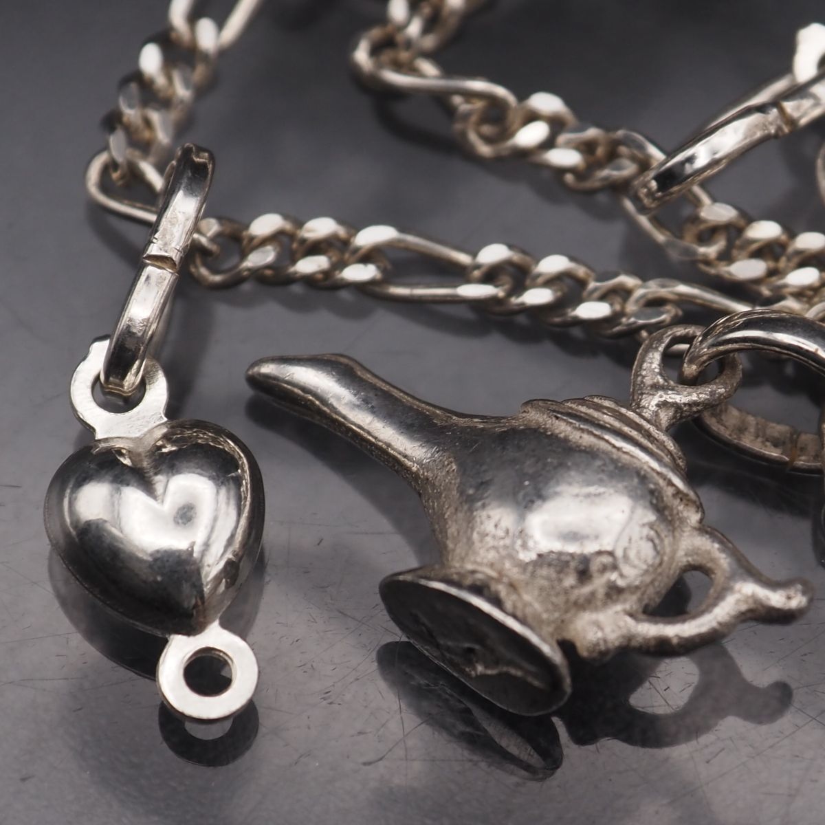 G125 ヴィンテージ 925刻印 ブレスレット チャーム ランプ ハート デザイン シルバー SIROKUMA-CORPORATION_COM