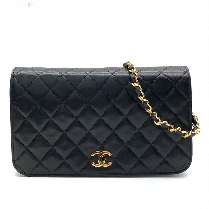 CHANEL シャネル ココマーク マトラッセ ラムスキン チェーン ショルダー バッグ ブラック レディース プッシュロック a8132