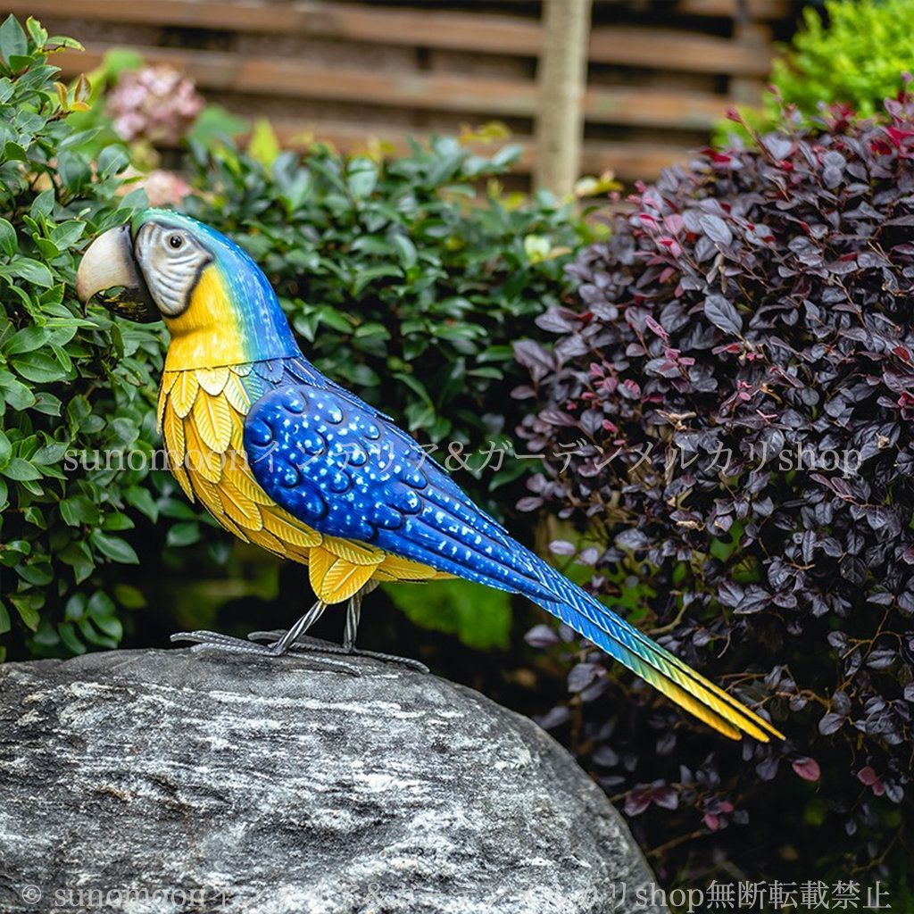 金属製 オウム 置物 スタンド オブジェ 鳥 アンティーク ヴィンテージ