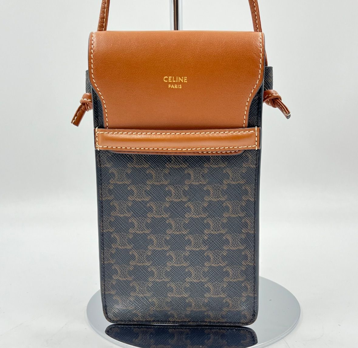 美品✦CELINE◇スマホショルダーバッグ*トリオンフ* モバイルポーチ 