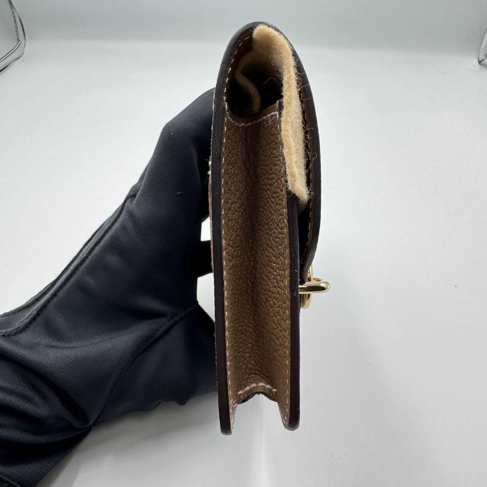 HERMES ロウリス ルリ スリム 二つ折り財布 エトゥープ シルバー金具  