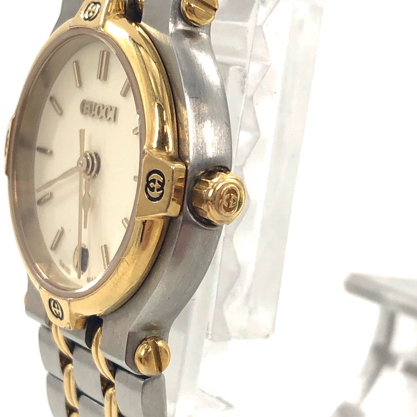 GUCCI グッチ 9000L SS/QZ デイト ホワイト文字盤 ラウンドフェイス 