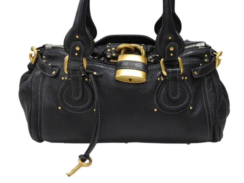 Chloe クロエ ハンドバッグ パディントン ワンショルダーバッグ ブラック レザー B19FG0 ゴールド金具 4b007388