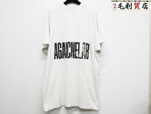 バレンシアガ BALENCIAGA Agaicnelab Tシャツ オーバーサイズフィット 787349 ダーティーエフェクト ホワイト ブラック ヴィンテージジャージー  【中古】 トップス