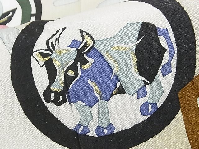 平和屋本店□極上 希少柄 訪問着・袋帯セット 紬地 型絵染 日本地図