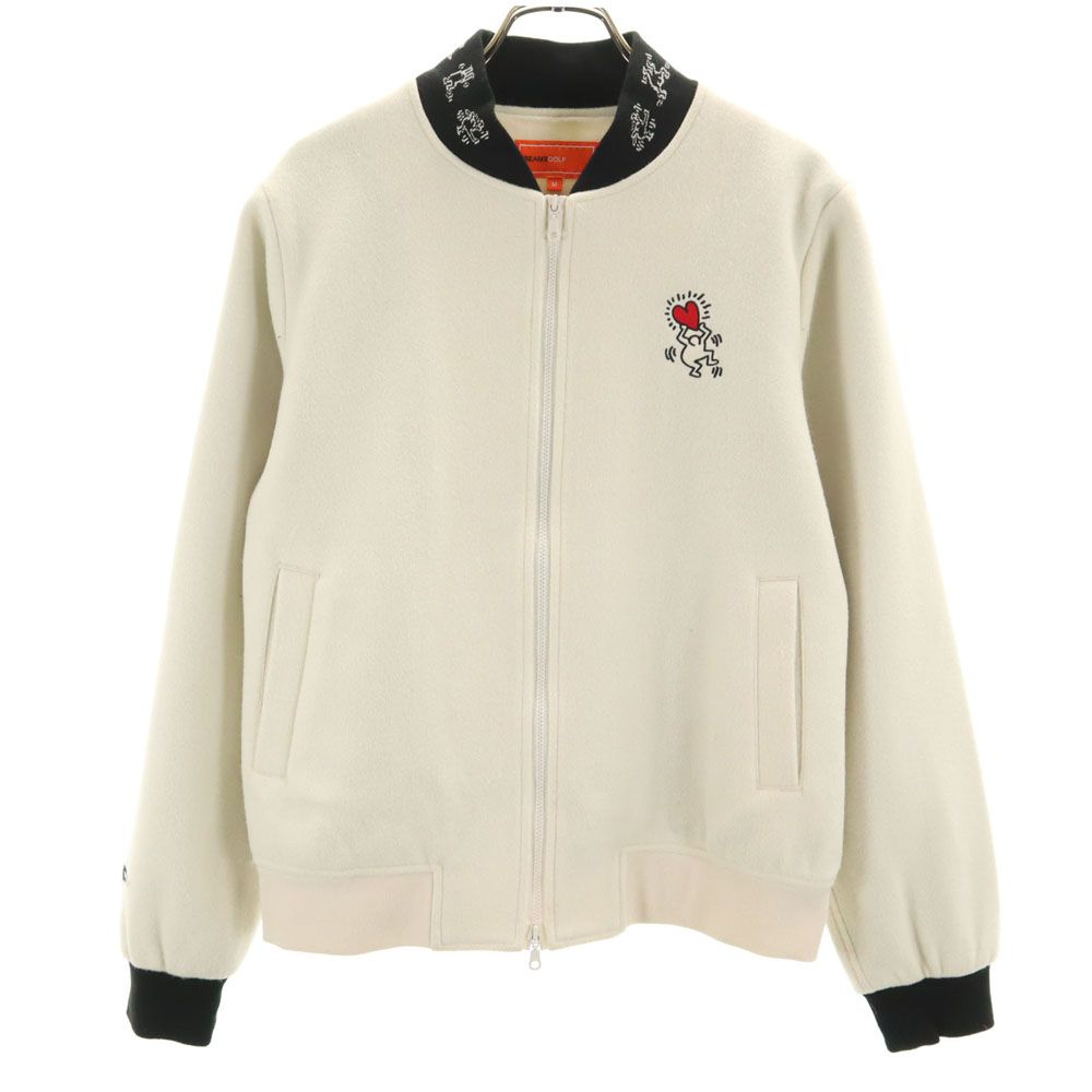 ビームスゴルフ × キースヘリング コラボ ゴルフ フリース ブルゾン M 白系 BEAMS GOLF × Keith Haring レディース ビームスゴルフ × キースヘリング コラボ ゴルフ フリース