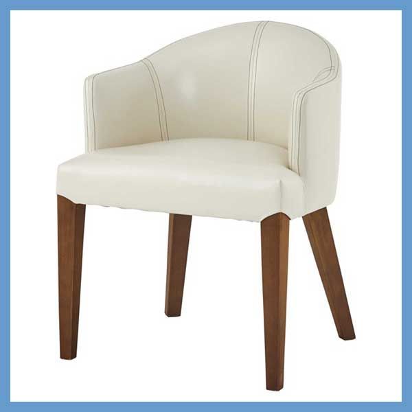 ソフトレザーと天然木 アッシュ のダイニングソファチェア ウィービングベルト W55×D53×H72×SH44cm No.55 アイボリー