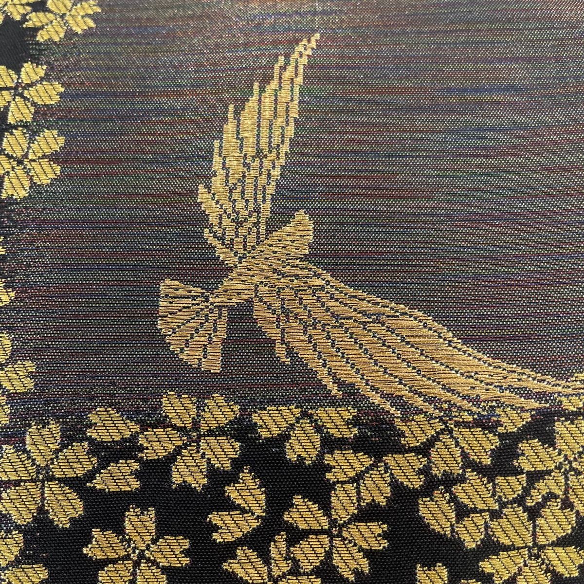 袋帯 美品 名品 斉藤三才 落款 桜 鳥 金糸 ラメ糸 灰紫 六通 正絹  