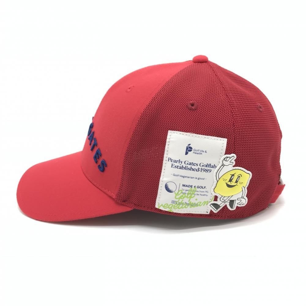 超 パーリーゲイツ キャップ レッド×ネイビー 立体ロゴ刺しゅう golf vegetarian FR ゴルフウェア モデル PEARLY GATES
