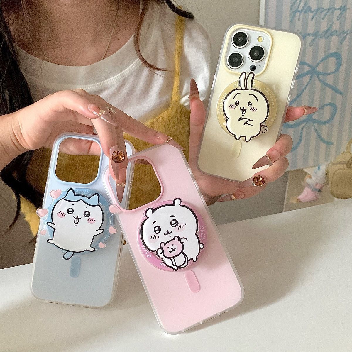 ちいかわ iPhone16ケース うさぎ MagSafe対応 ハチワレ 無地