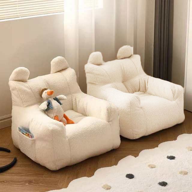 ♥ビーズソファー 座椅子 子供ソファ キッズソファ 一人掛け ビーズクッション 椅子 可愛い耳付き ふわふわ 子供用 ミニソファ 背