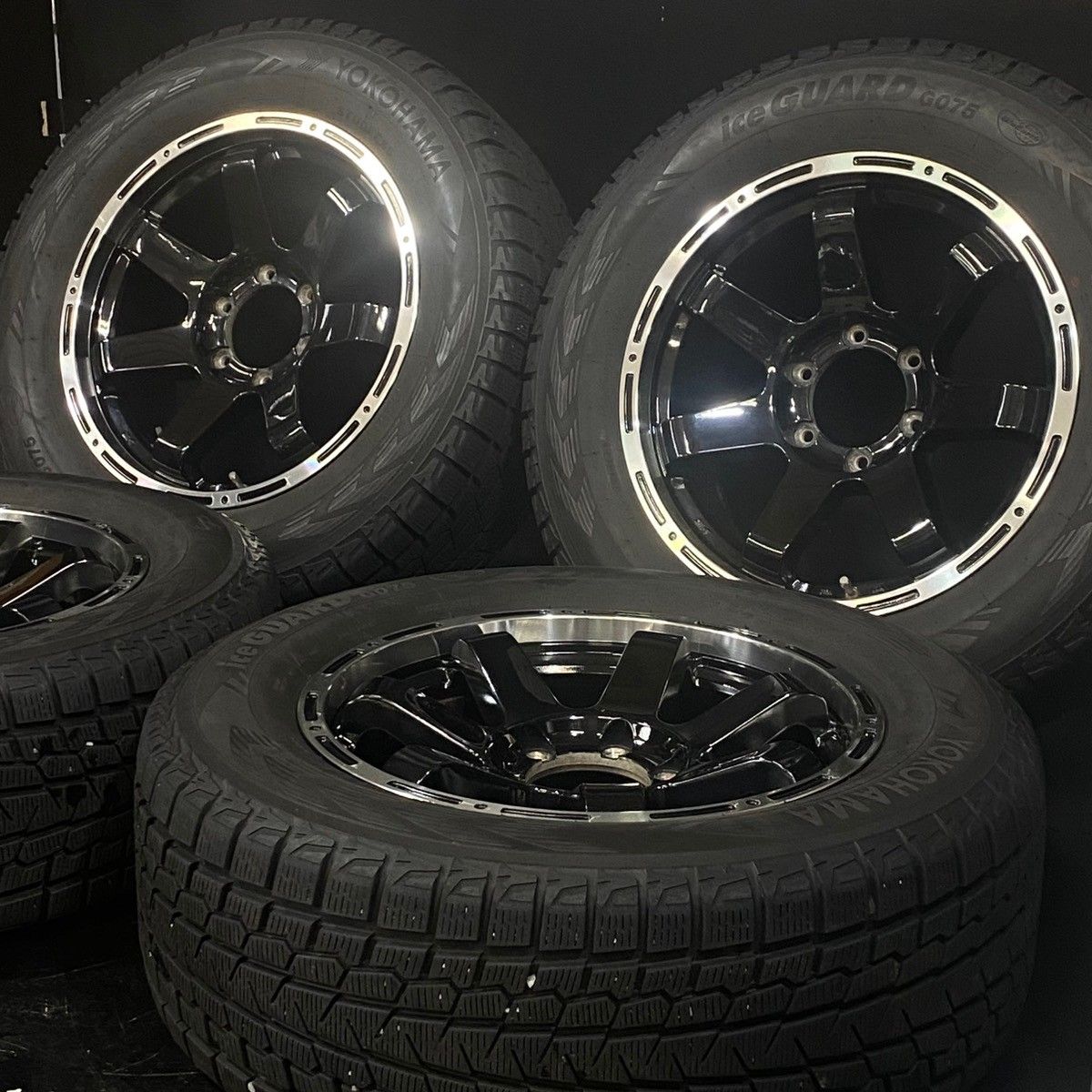 20年製 バリ山 ヨコハマ iceGUARD G075 マッドクロス 265 60R18 8J 25 139.7 6H 4本 スタッドレス プラド FJクルーザー ハイラックス等