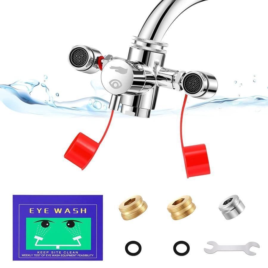 洗眼器 洗眼水栓 緊急洗眼 360度回転 アイウォッシュ 回転ハンドル付き 11.4 L/MIN 1秒作動 304ステンレス 眼 目を洗う 実験/科学研究/化学工業/電子機械用