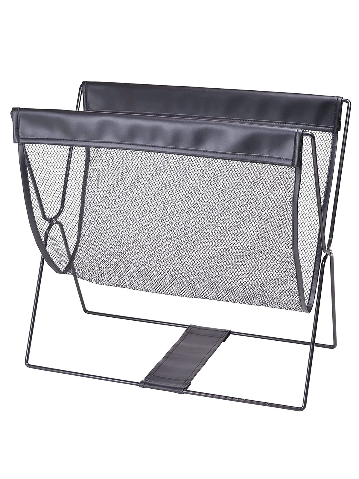 【迅速発送】ストリックスデザイン 荷物置き レザー調 折り畳み メッシュバッグ ブラック ハンモック型 折りたためてコンパクトに収納できる カバン置き SB-058