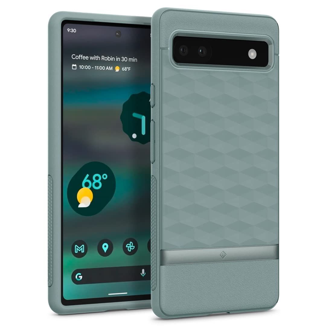 Google Pixel 6a 対応 カバー TPU 高級 立体パターン ハニカム Caseology Pixel6a 用 ケース PCバー 耐久性 パララックス - セージグリーン