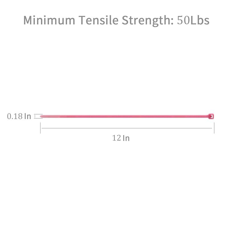 XINGO ピンクジップタイ 1000本 12インチ 引張強度 60ポンド セルフロックナイロンプラスチックナイロン PA66ワイヤータイ 屋内外用 0
