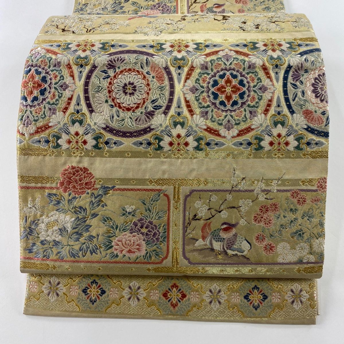 確認用画像 袋帯 美品 逸品 豹柄 灰紫 全通 正絹 【中古】（袋帯 美品 秀品