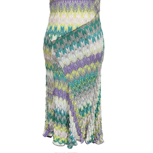 イタリア製 MISSONI レイヤード ノースリーブ ニット ワンピース 中古 ミッソーニ MISSONI ノースリーブ ニット ワンピース