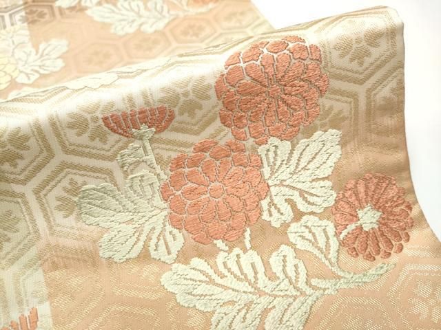 平和屋着物●六通柄袋帯　唐織　草花文　金糸　正絹　逸品　CAAX7418hy 平和屋着物○六通柄袋帯 唐織 草花文 金糸 正絹 逸品 CAAX7418hy