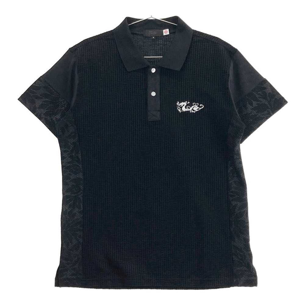 サイズ 3 DANCE WITH DRAGON ダンスウィズドラゴン シアサッカー 半袖ポロシャツ ブラック系 240101452178 ゴルフウェア メンズ ストスト