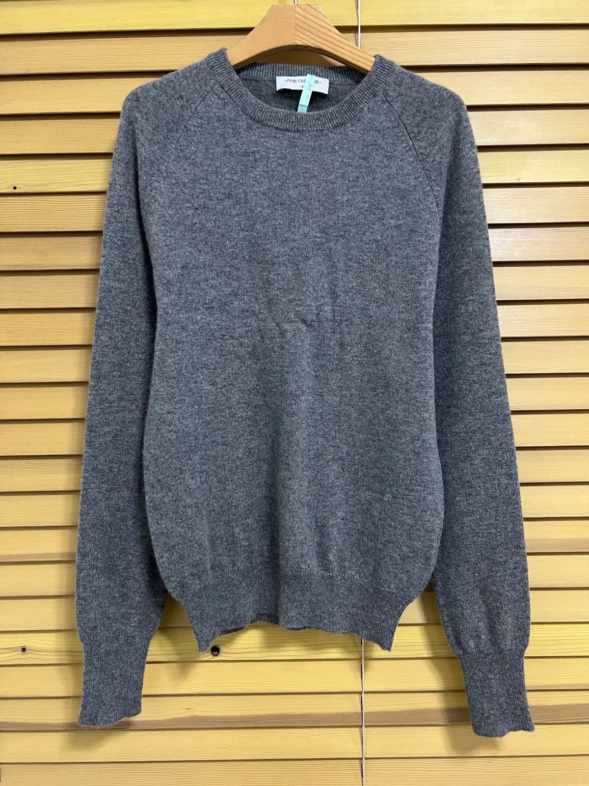 ピュアカシミヤ レディース グレー カシミヤ 100 ラウンドネック ニット S