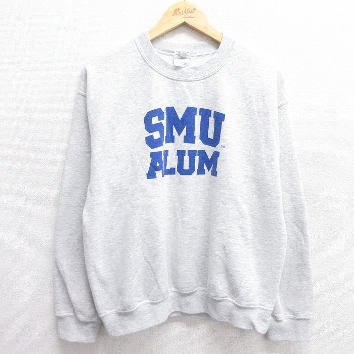 M/古着 長袖 スウェット メンズ 00s SMU ALUM クルーネック 薄グレー 霜降り 25mar13 中古 スエット トレーナー トップス