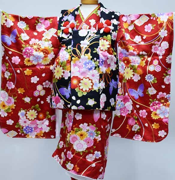 七五三 三歳 女児 被布着物フルセット 半衿 足袋付き NO18466