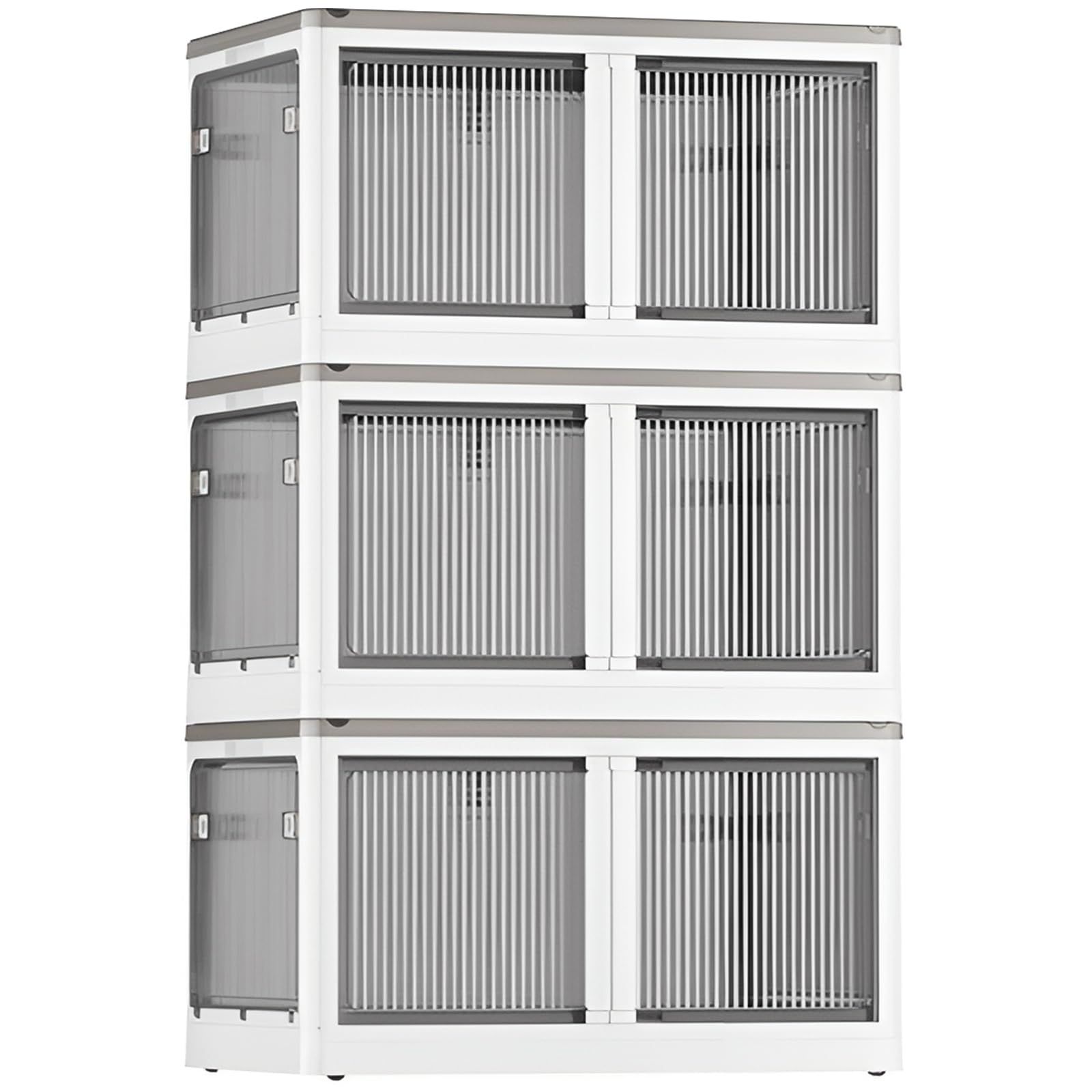 X XUNTAO 収納ボックス 折りたたみ 蓋付き 積み重ね 全方向から取り出せる 両開き扉 3個セット 収納ケース 衣類 布団 小物 収納 折り畳み コンテナ ボックス 大型 プラスチック キャスター付き おしゃれ 防塵 防カビ 防湿 無臭 半透