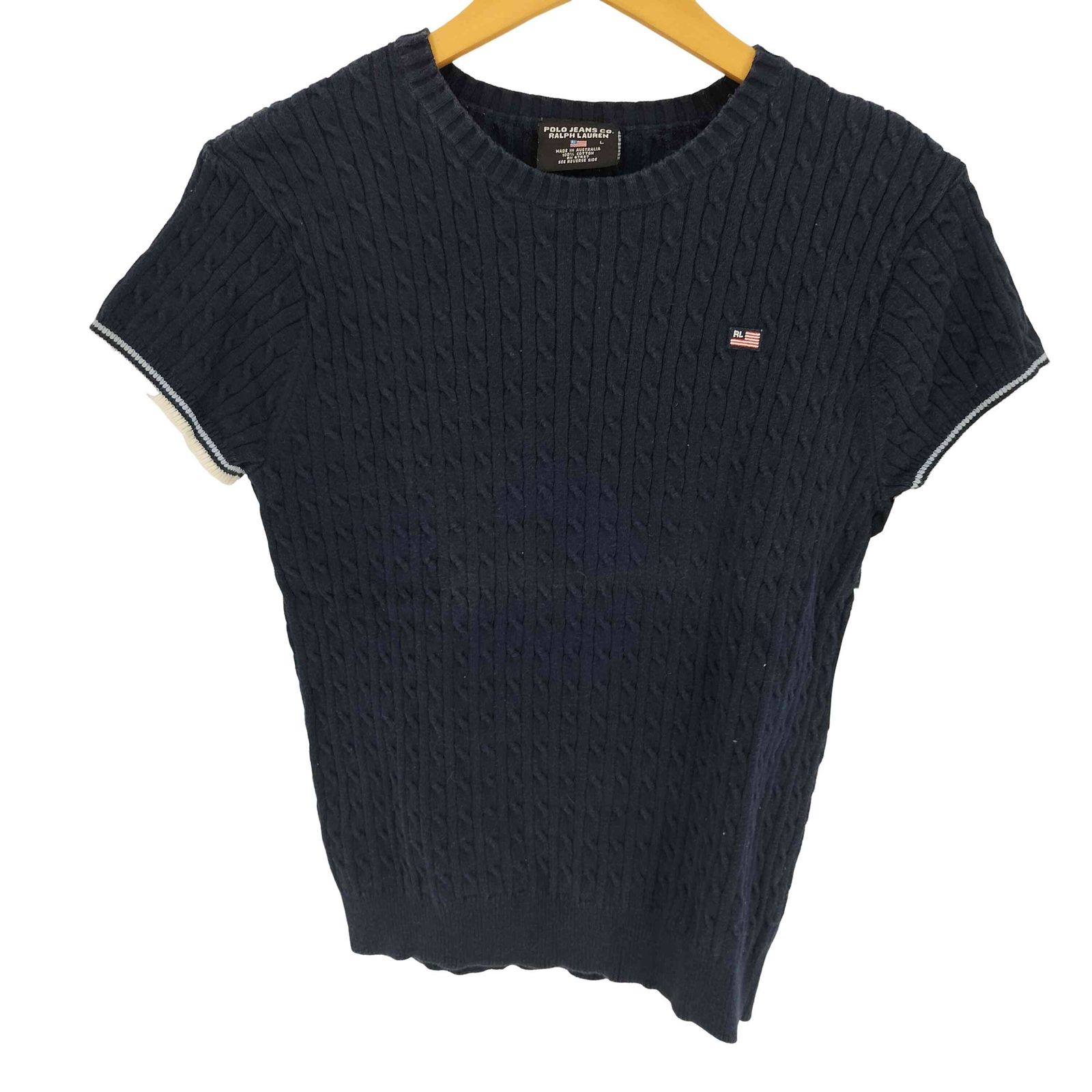 Ralph laurenポロジーンズ星条旗柄リブ編みコットンカットソー ✨️星条旗✨️ POLO ラルフローレン コットン リブニット セーター