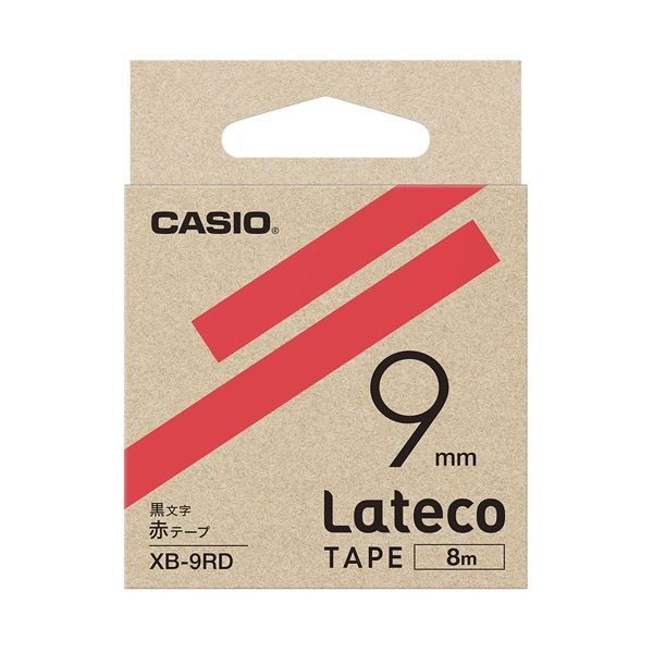 （まとめ）カシオ計算機 ラテコ専用テープXB-9RD 赤に黒文字（×30セット）