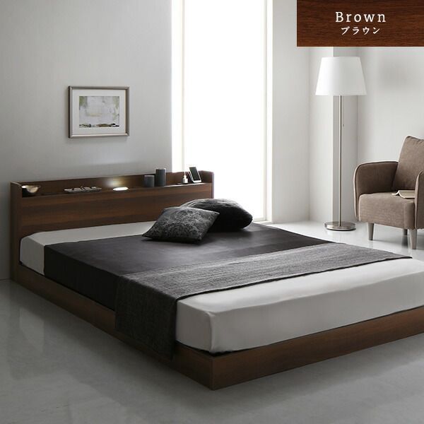 ベッド 低床 連結 ロータイプ すのこ 木製 LED照明付き 宮付き 棚付き コンセント付き シンプル モダン ナチュラル ワイドキング220（S+SD） ベッドフレームのみ ベッド 低床 連結 ロータイプ すのこ 木製 LED照明付き 棚付き 宮付き