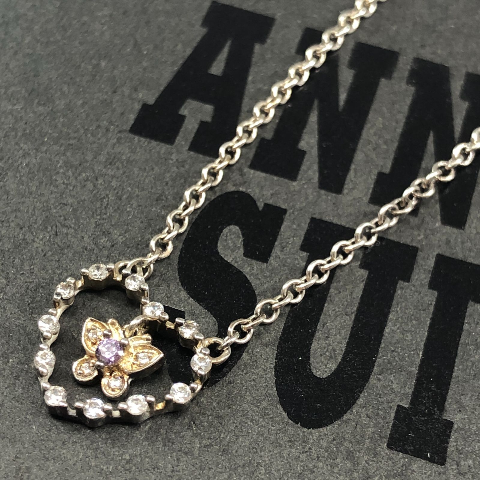 ANNA SUI アナスイ レディース ペンダント シルバー925 ストーン付き ハート ネックレス アクセサリー