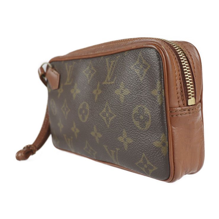 LOUIS VUITTON ルイ ヴィトン セカンドバッグ モノグラムキャンバス レザー ブラウン ゴールド金具 リストレット クラッチバッグ ポーチ  ヴィンテージ ビトン 【本物保証】