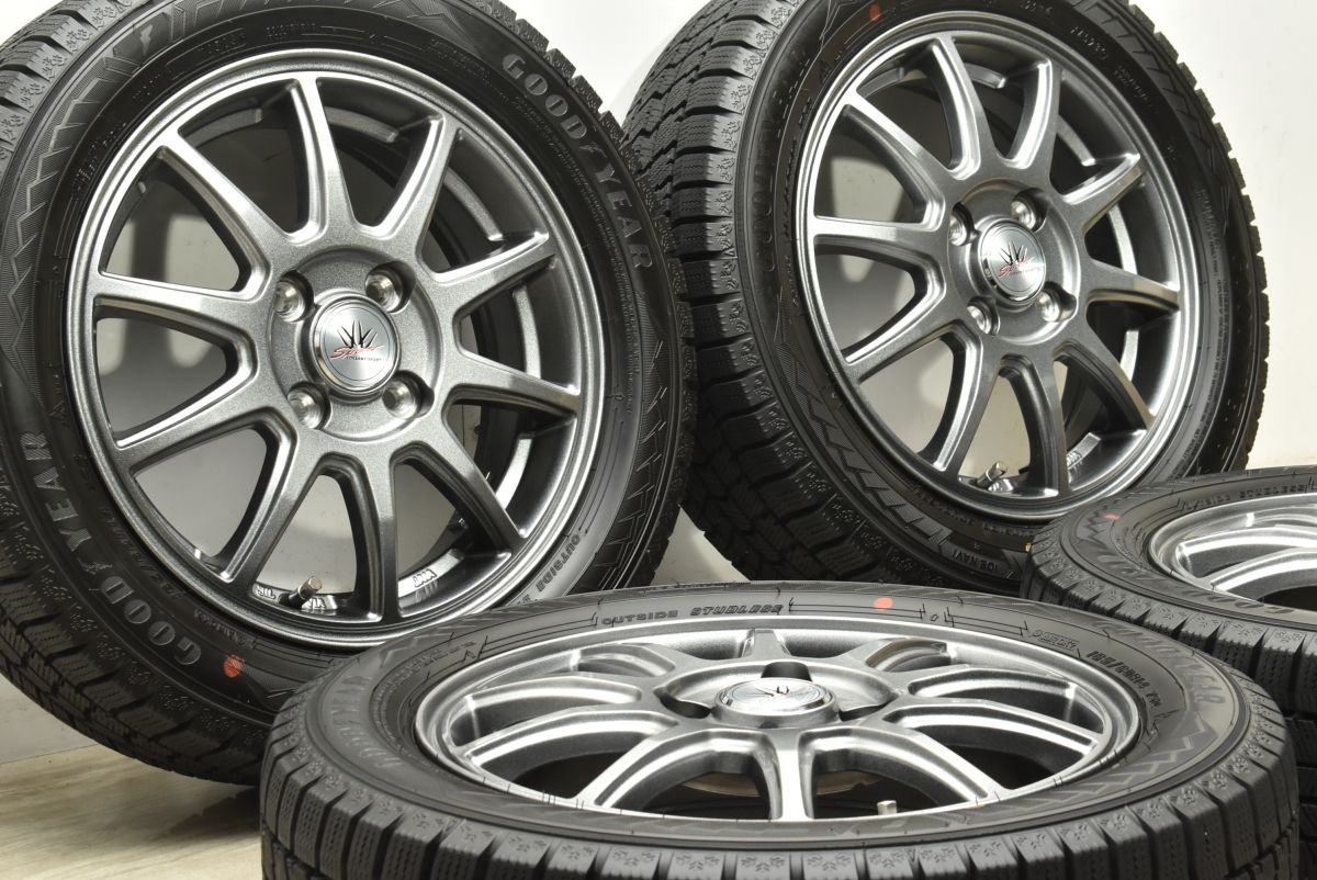 超バリ溝 ロクサーニスポーツ 14in 4.5J 45 PCD100 グッドイヤー アイスナビ8 165 60R14 アトレー ウェイク デリカD 2 ソリオ