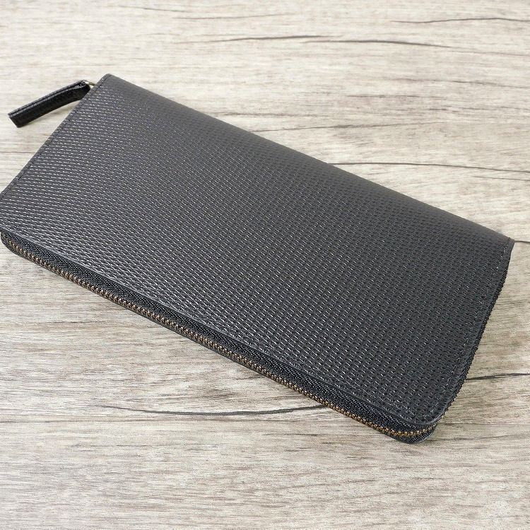 新品 定価19,800円 ランバンオンブルー ラウンドジップ 長財布 黒 牛革