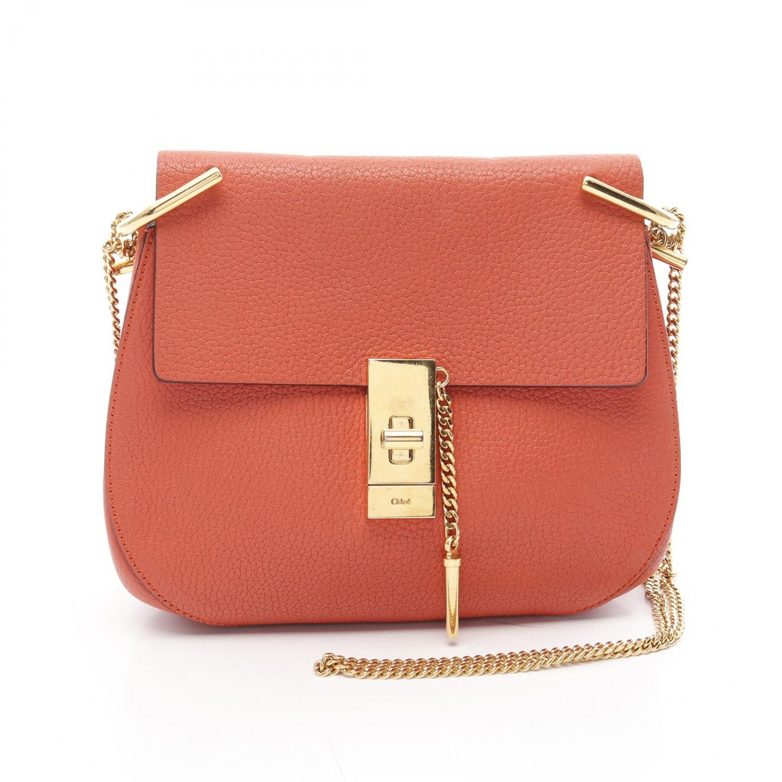 クロエ Chloe ショルダーバッグ DREW ドリュー オレンジ レザー チェーンショルダ-バッグ レディース Used A