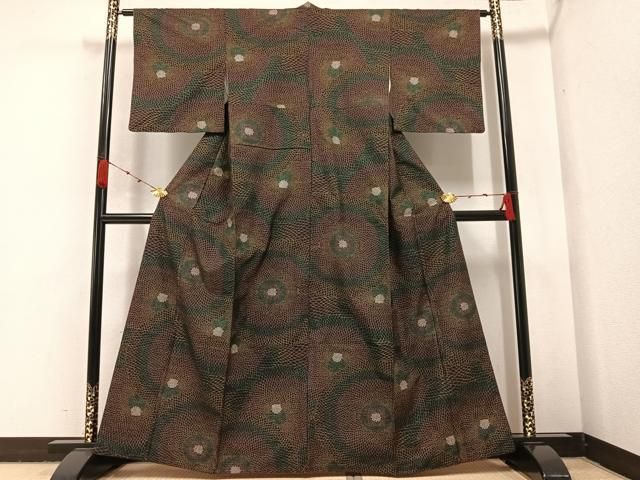 平和屋着物○本場大島紬 一元7マルキ 総絣 花づくし 正絹 逸品 AABA6476ph