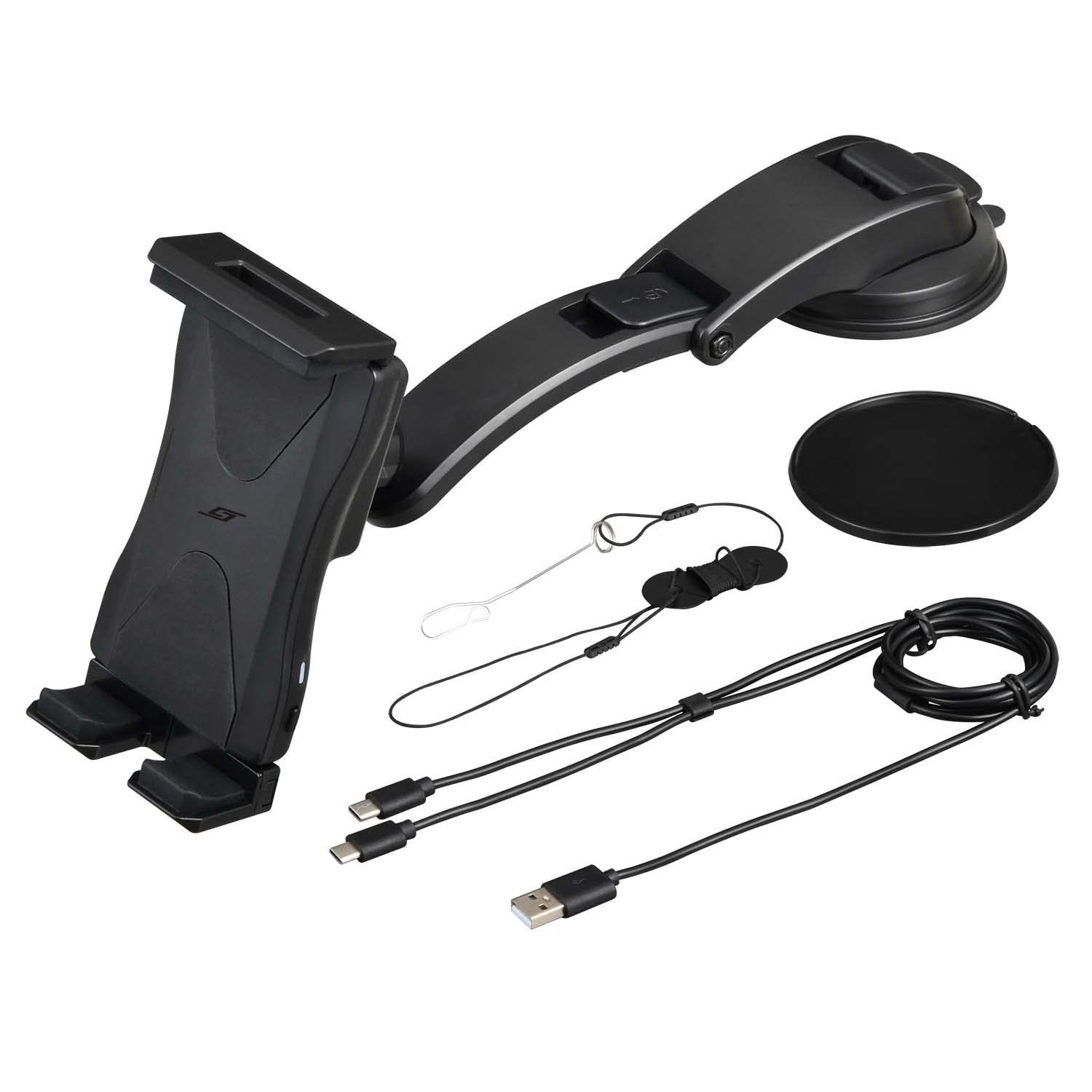 Style 吸盤取り付け WA83 セイワ SEIWA 車内用品 オートスマタブホルダー 吸盤取り付け WA83 自動開閉 スマートフォン タブレット Type-C2又ケーブル付き