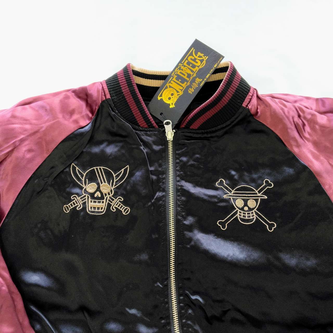 ぴ*ー様 ワンピーススカジャン シャンクス刺繍 ONE PIECE刺繍スカジャン リバーシブル L XL 黒 シャンクス