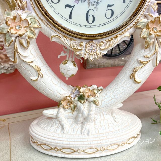 ☆秋のお買得セール中!☆ ロココ調 無音 フラワー 置時計 壁掛け時計