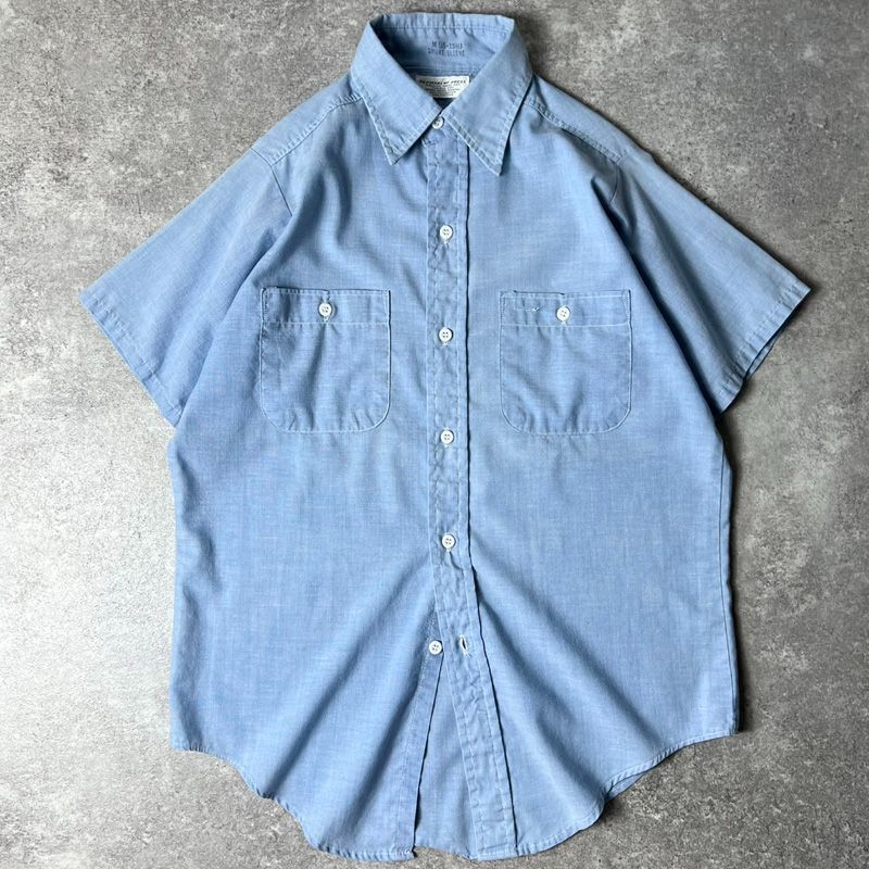 70s Unknown 半袖 シャンブレー シャツ M / 70年代 ビンテージ