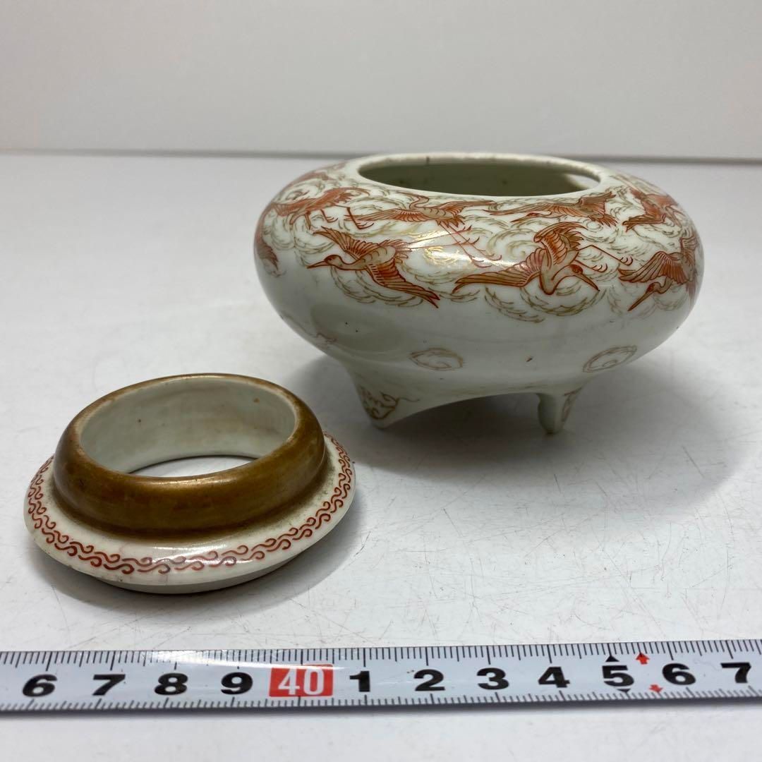時代　九谷焼　三足香炉　本さ5-0610☆ 時代 九谷焼 三足香炉 本さ5-0610☆ 時代 九谷焼 三足香炉 本