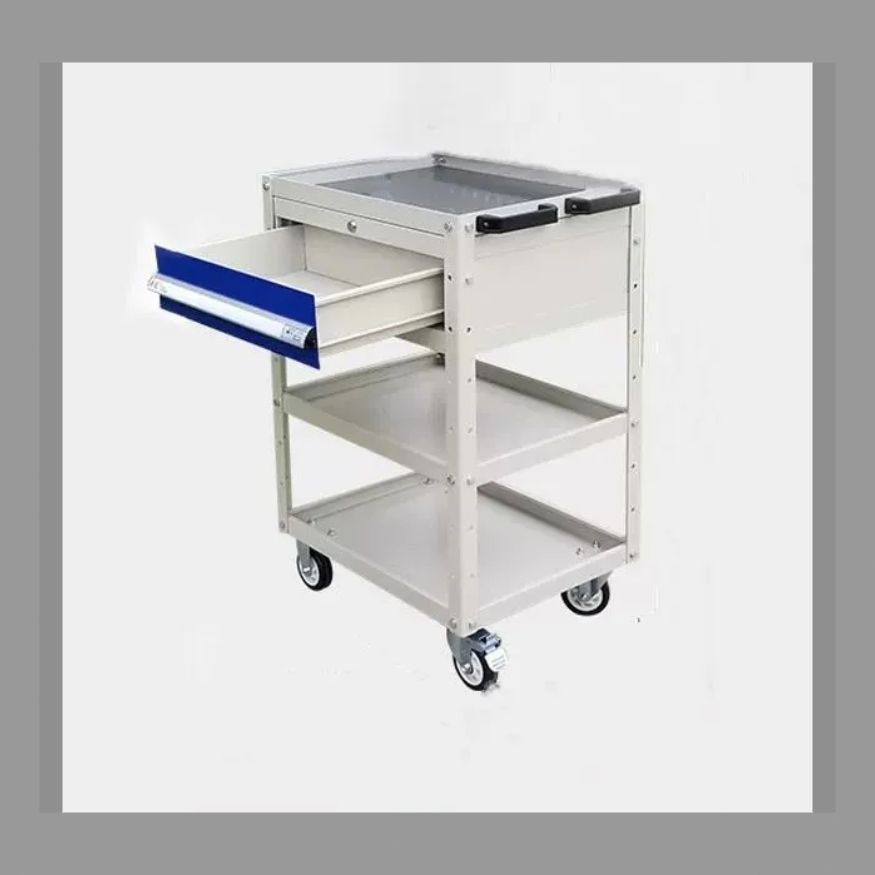 即日発送 オフホワイト三層600 465 900引き出し付き プラスチックハンドル 作業場カート高修理カート工具車