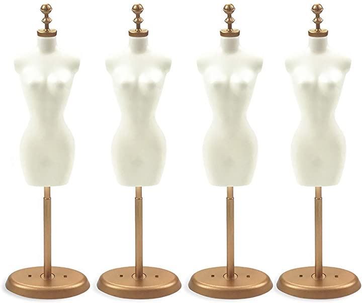 D.STONE Doll Size Torso Mannequin 1/6 White Miniature Figure Doll Dress White Set of 4 (White)