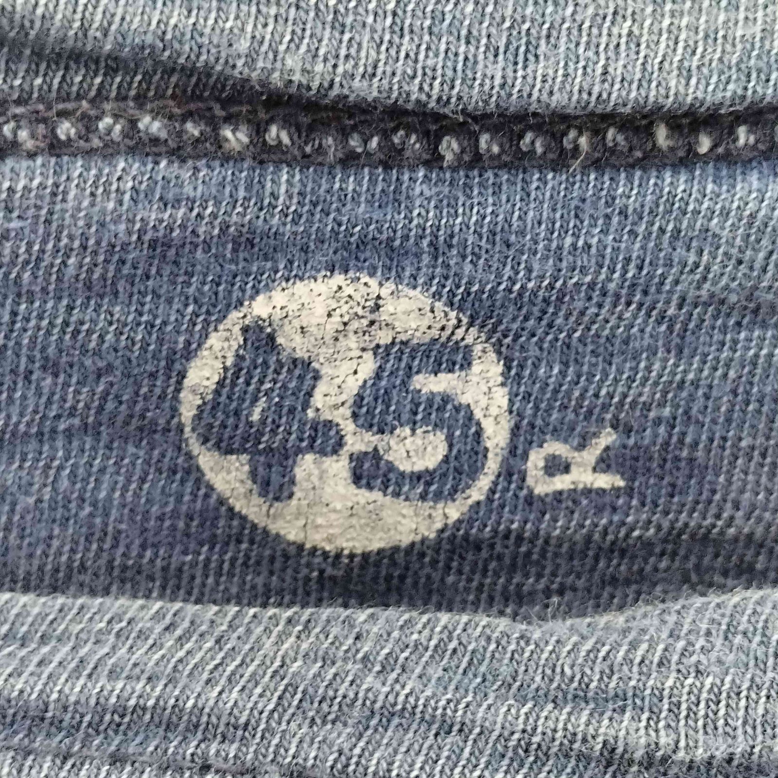 美品 45R インディゴ染め ロゴ釦＆刺繡 コットン 長袖 デニムジャケット フォーティーファイブアール 45R ロゴ刺繍 インディゴ染め